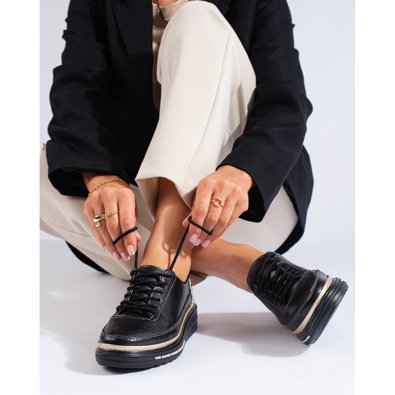 SHELOVET Women's black leather Shlovet shoes 1