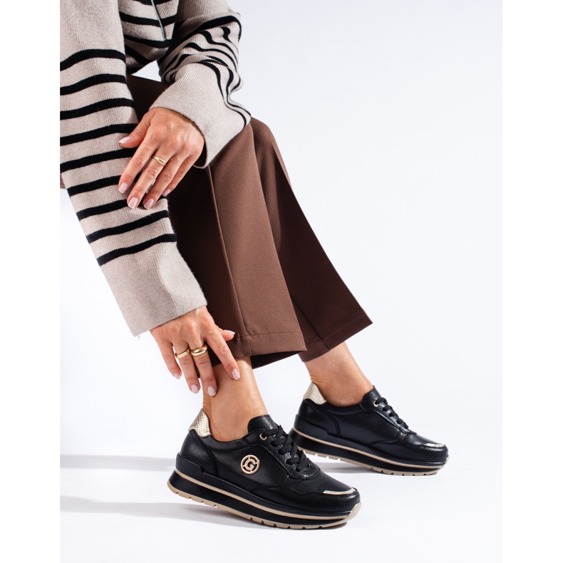 Black leather platform trainers from Shelovet 1