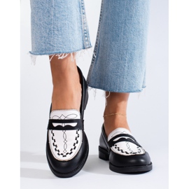Black and white women's Shelovet loafers 1