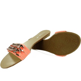 Slippers with a gold chain apricot-fluo orange 1