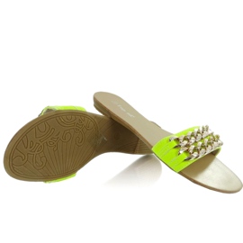 Slippers with a gold chain MB-6272 yellow-fluo golden 1 Slippers with a gold chain MB-6272 yellow-fluo golden 1