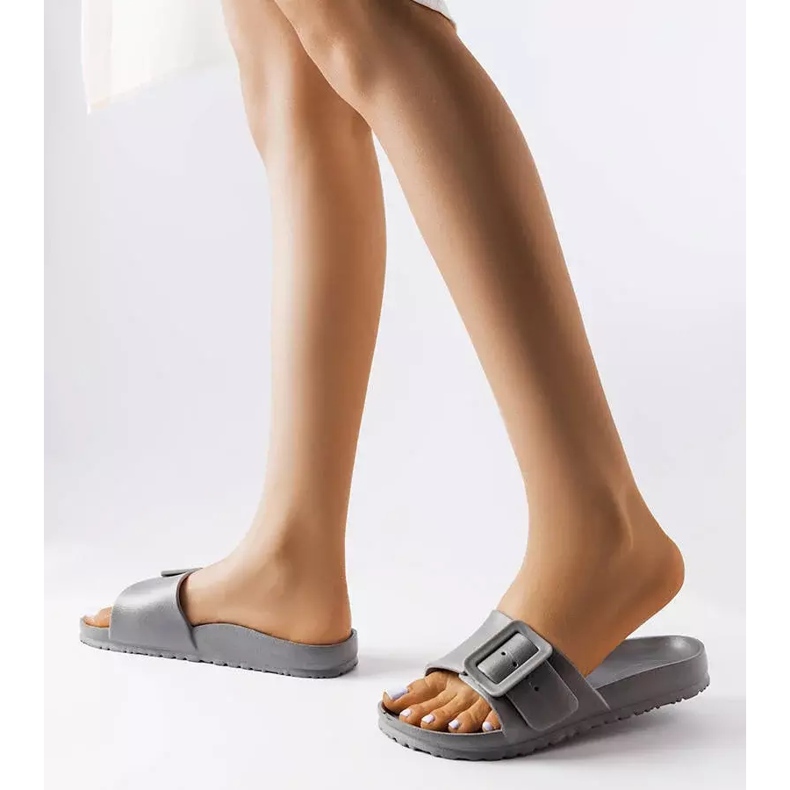 Gray rubber sliders with a buckle from Nelm grey 2