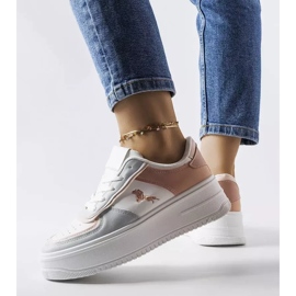 Pink and blue platform sneakers from Gidle white 2