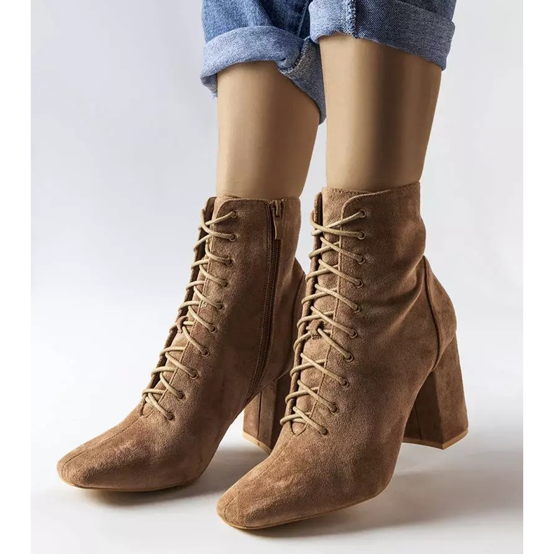 Beige lace-up ankle boots from Drouins 1