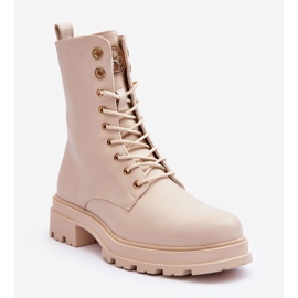 Vinceza Worker Ankle Boots Beige Yemannis 1