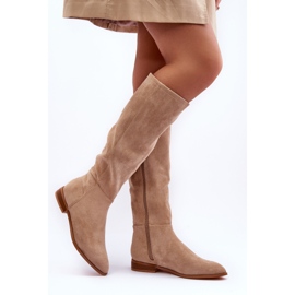 PA1 Suede Flat Heel Boots Beige Eelin 1 PA1 Suede Flat Heel Boots Beige Eelin 1