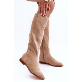 PA1 Suede Flat Heel Boots Beige Eelin 2 PA1 Suede Flat Heel Boots Beige Eelin 2