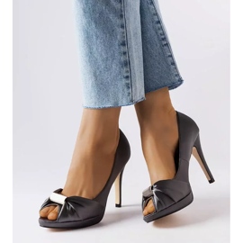 Gray peep toe heels from Paré grey 1