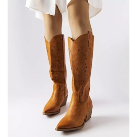 Brown openwork cowboy boots from Fiorella 1