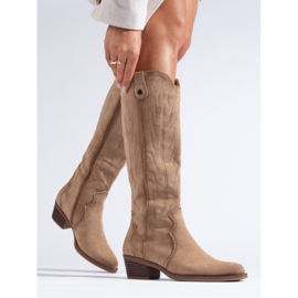 Shelovet beige suede cowboy boots 1 Shelovet beige suede cowboy boots 1