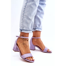 Honeymoon Purple Suede Classic Low Heel Sandals violet 2 Honeymoon Purple Suede Classic Low Heel Sandals violet 2