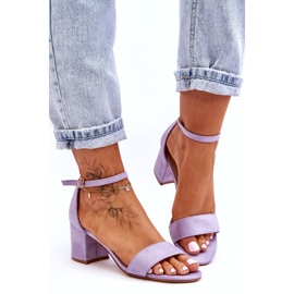 Honeymoon Purple Suede Classic Low Heel Sandals 3