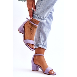 Honeymoon Purple Suede Classic Low Heel Sandals violet 4 Honeymoon Purple Suede Classic Low Heel Sandals violet 4