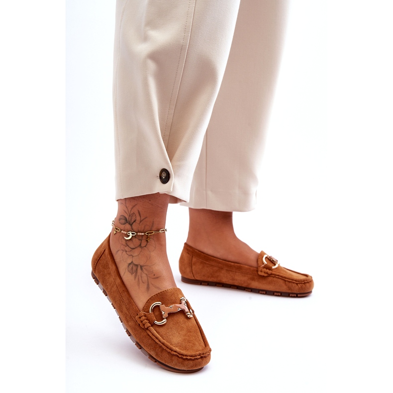 Super Mode Women's Suede Loafers With Decoration Brown Dionira 4 Super Mode Women's Suede Loafers With Decoration Brown Dionira 4
