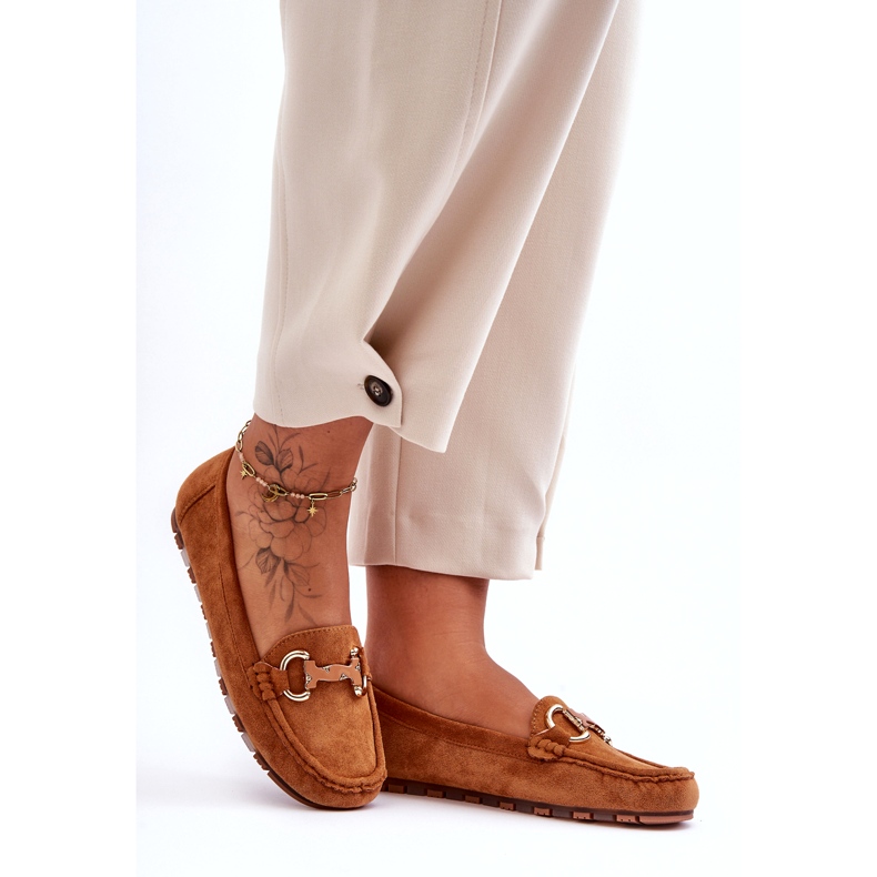 Super Mode Women's Suede Loafers With Decoration Brown Dionira 3 Super Mode Women's Suede Loafers With Decoration Brown Dionira 3