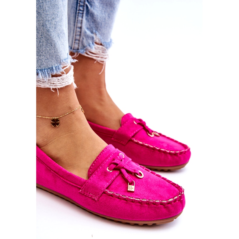 Seastar Classic Suede Moccasins with Fuchsia Decoration pink 2