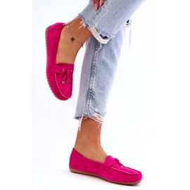 Seastar Classic Suede Moccasins with Fuchsia Decoration pink 1