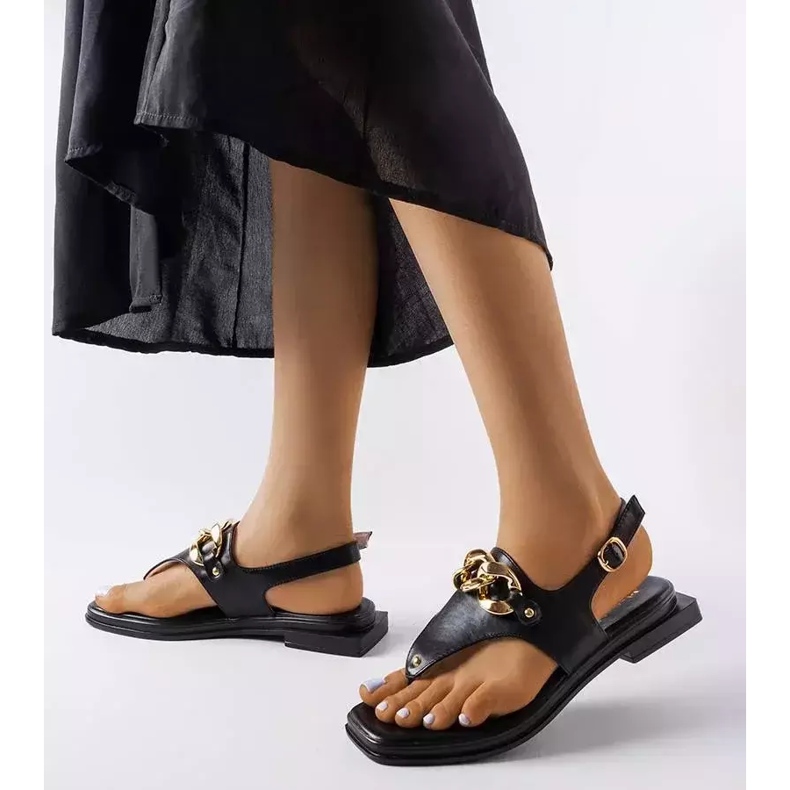 Black chain flip-flop sandals from Mali 1