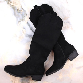 Women's suede insulated boots black Jezzi RMR2353-4 1