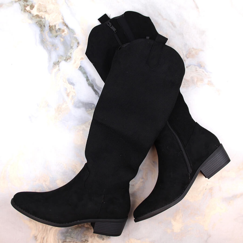 Women's suede insulated boots black Jezzi RMR2353-4 1