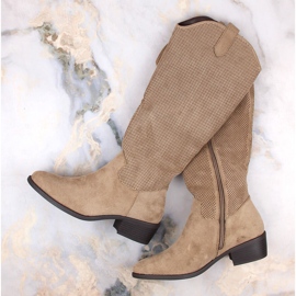 Women's beige insulated suede boots Jezzi RMR2353-4 1