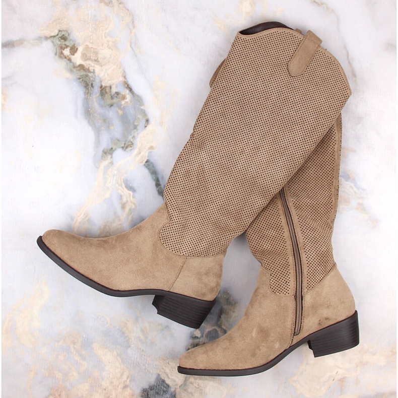 Women's beige insulated suede boots Jezzi RMR2353-4 1