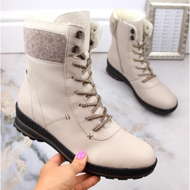 Leather comfortable women's boots insulated beige Rieker Z2405-60 1