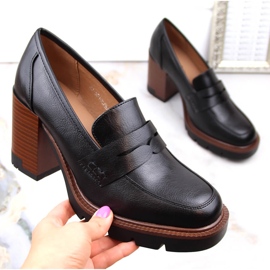 Women's shoes on the post and platform black Vinceza 58105 1