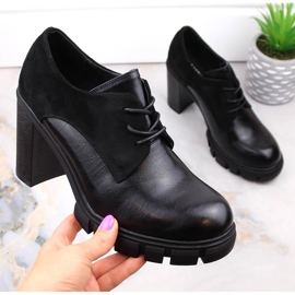 M. DASZYŃSKI Women's shoes on the post and platform black M.Daszyński SA218-2 1