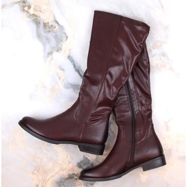 M. DASZYŃSKI Women's boots on a flat, insulated burgundy M.Daszyński SA62-69 red 1