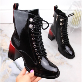 Women's black lacquered high heel boots D&amp;A S.Barski Premium Collection MR870-06 1