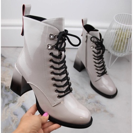 Women's lacquered high heel boots D&amp;A S.Barski Premium Collection MR870-06 grey 1