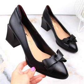 Women's high-heeled shoes with a black bow D&amp;A S.Barski Premium Collection MR870-48 1