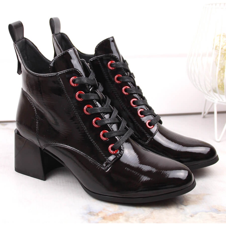 Black lacquered women's boots D&amp;A S.Barski Premium Collection MR870-66 1