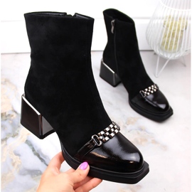 Black women's boots with decorative heels D&A S.Barski Premium Collection MR870-70 1 Black women's boots with decorative heels D&A S.Barski Premium Collection MR870-70 1