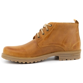 Polbut Men's leather ankle boots 2119 red orange 1