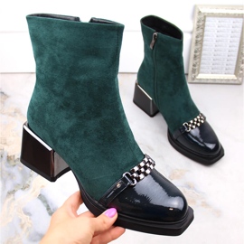 Women's boots with decorative heels green D&amp;A S.Barski Premium Collection MR870-70 1