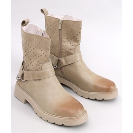 Issey openwork ankle boots beige 1