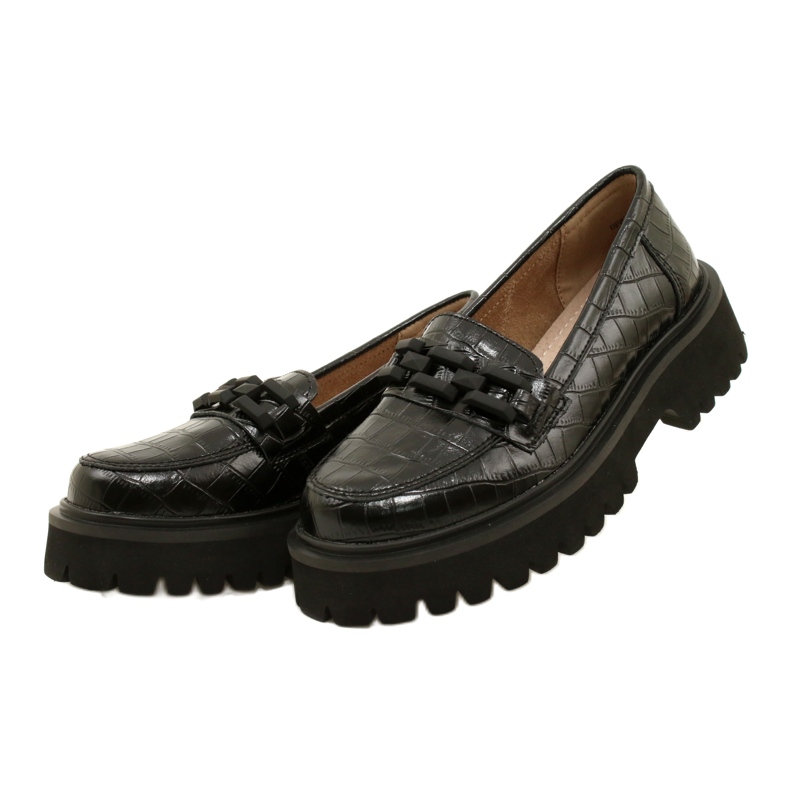 Leather moccasins with decoration Filippo DP4792/23 BK CR black 2