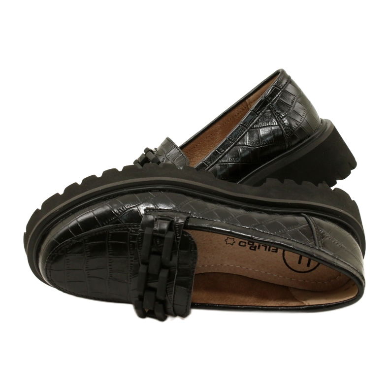 Leather moccasins with decoration Filippo DP4792/23 BK CR black 4