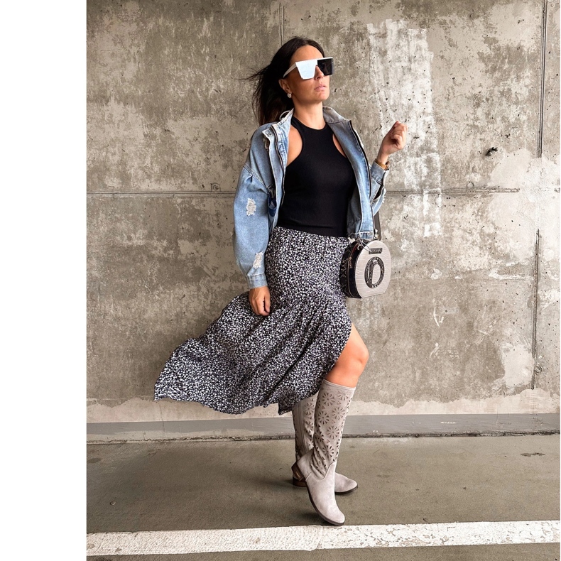 Olivier Women's light gray openwork boots grey 1