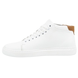Polbut Men's leather shoes 2110sw white with brown 1