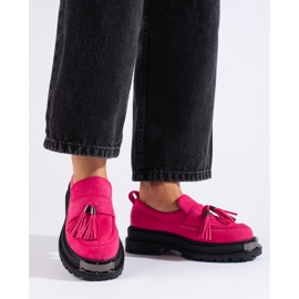 Fuchsia suede loafers for women Shelovet loafers pink 1