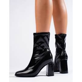 Shelovet black patent leather ankle boots 1