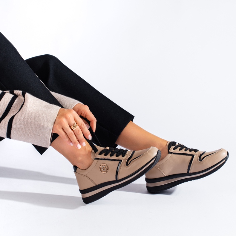 Shelovet beige leather sneakers 1 Shelovet beige leather sneakers 1