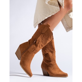Shelovet brown suede cowboy boots for women 1