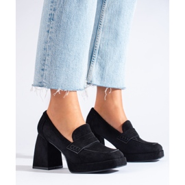 Shelovet black suede boots with a wide stiletto heel 1 Shelovet black suede boots with a wide stiletto heel 1