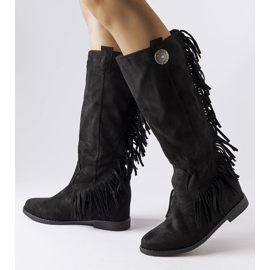 Black covered wedge boots from Lecore 1