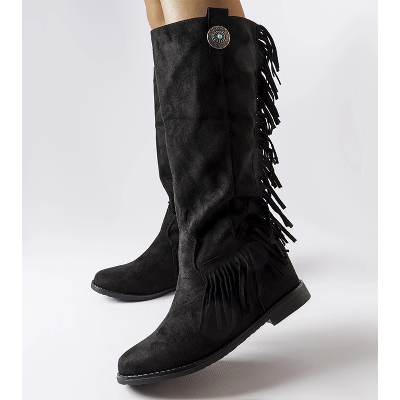 Black covered wedge boots from Lecore 2