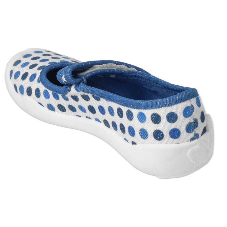 Befado children's slippers with velcro, polka dots 114Y495, blue and white 1